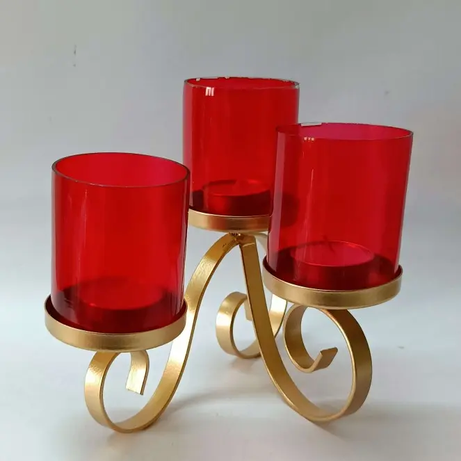 Gold Metal Candle Stand — Handcrafted Export Product by NXTGENEXPORTS, Moradabad
